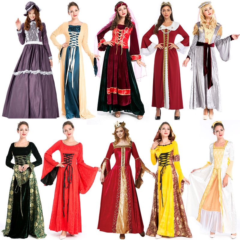 ハロウィンコスプレ ヨーロッパ レトロ 中世 宮廷 ドレス cos プリンセス ドレス 高貴 レディ クイーン セレモニー コスチューム