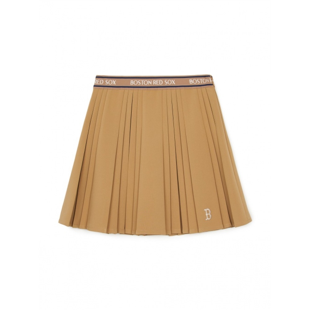 MLB 女性用スポーティーバーシティプリーツスカート BOS (ベージュ)