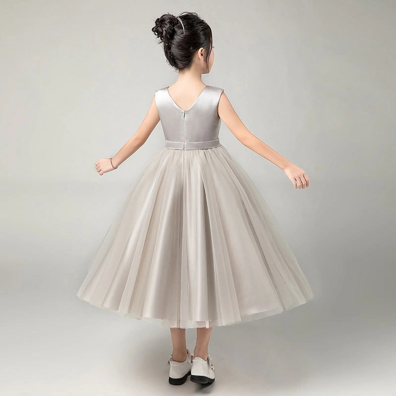 子供用ドレス女性のプリンセススカートふくらんでいるミッドレングスの大きな子供のピアノパフォーマンスコンペティション学生ホストドレス