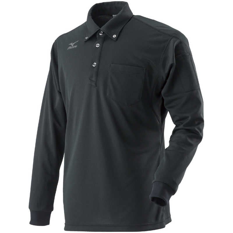 ミズノ　ワークボタンダウンポロシャツ長袖［ユニセックス］ M 09：ブラック　C2JA818109