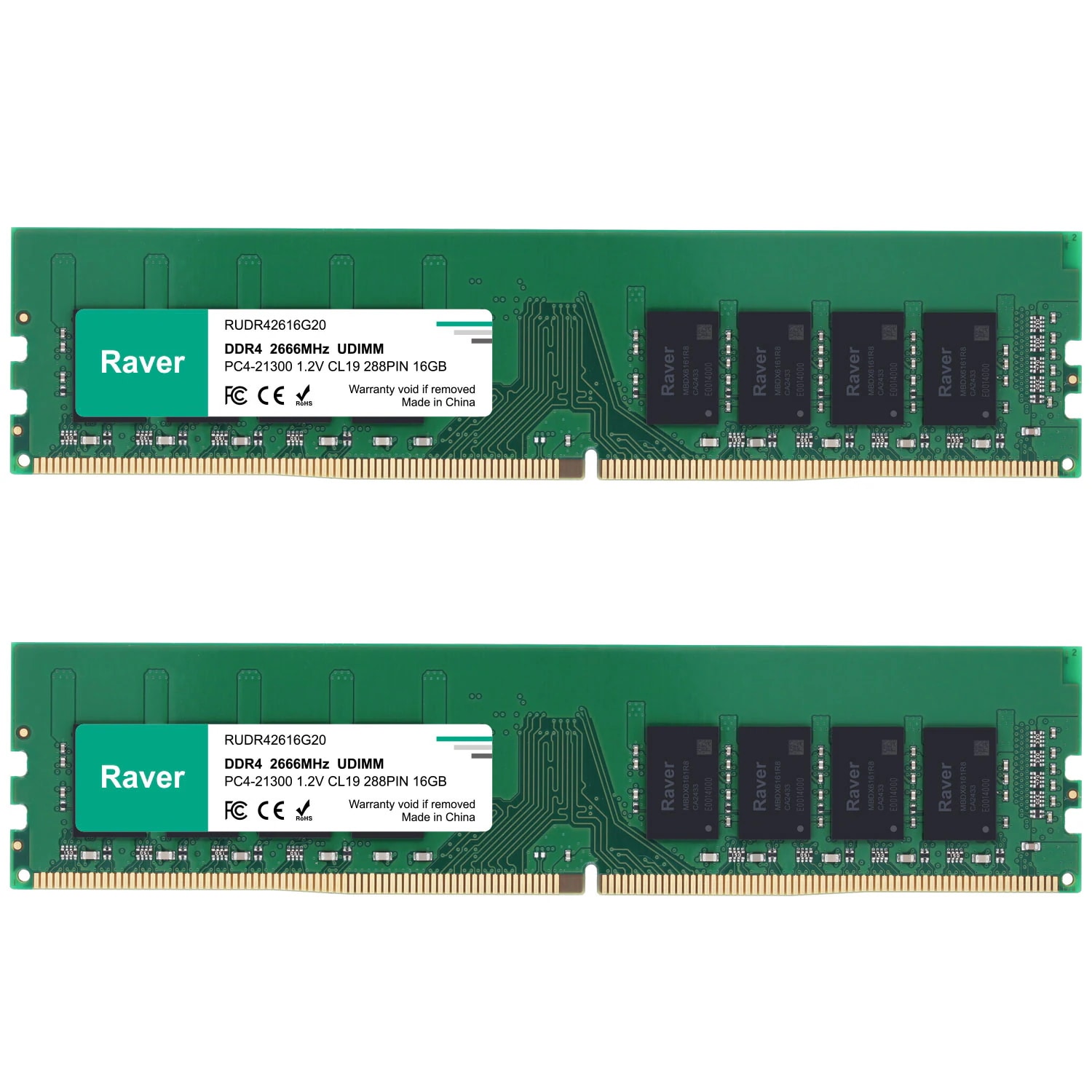 デスクトップPC用メモリ PC4-21300(DDR4-2666) 32GB(16GBx2枚) DIMM Raver 1.2V CL19 288pin 国内正規代理店品 5年保証