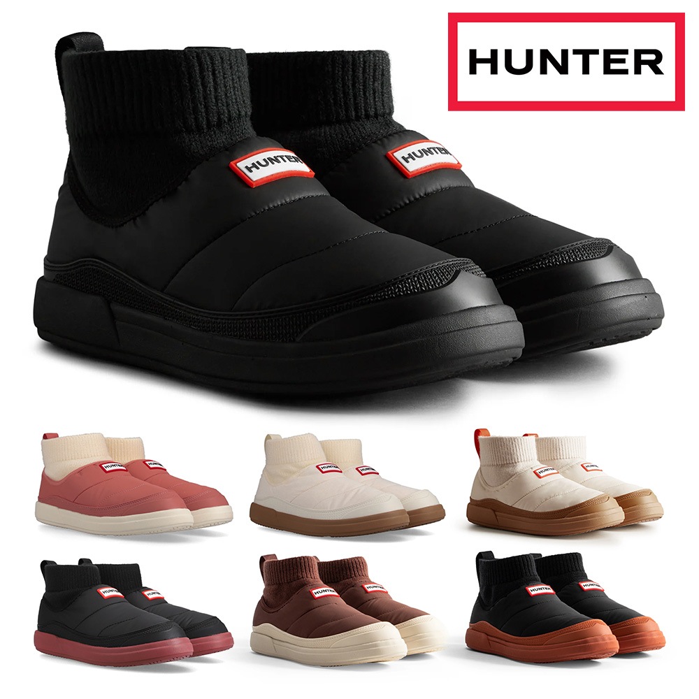HUNTER スリッポン レディース イン/アウト ニッティド カフ スリッパ― ブーツ WFS2265REN ハンター 2025秋冬 W IN/OUT PUFFER KNIT BOOT ブーツ 室内