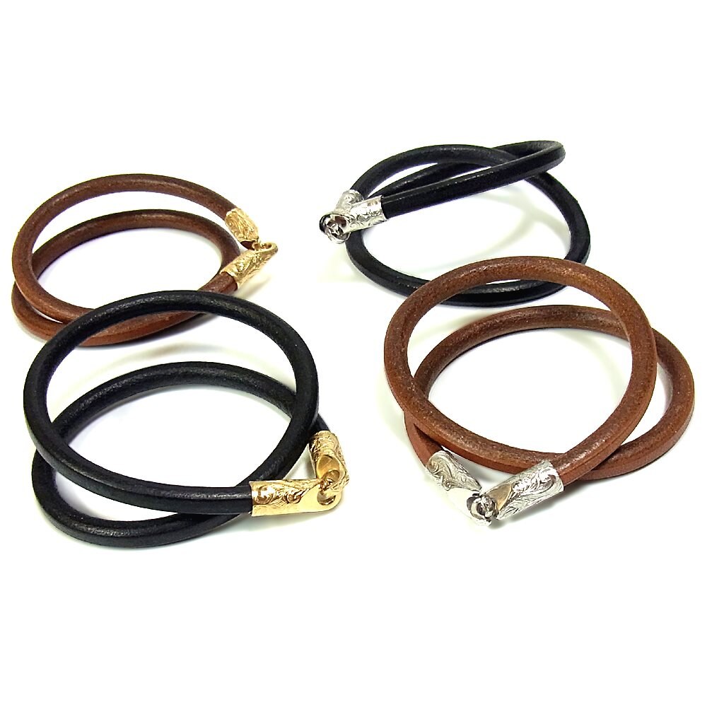 ハワイアンジュエリー ブレスレット スクロール レディース メンズ レザー 金属アレルギー対応 サー