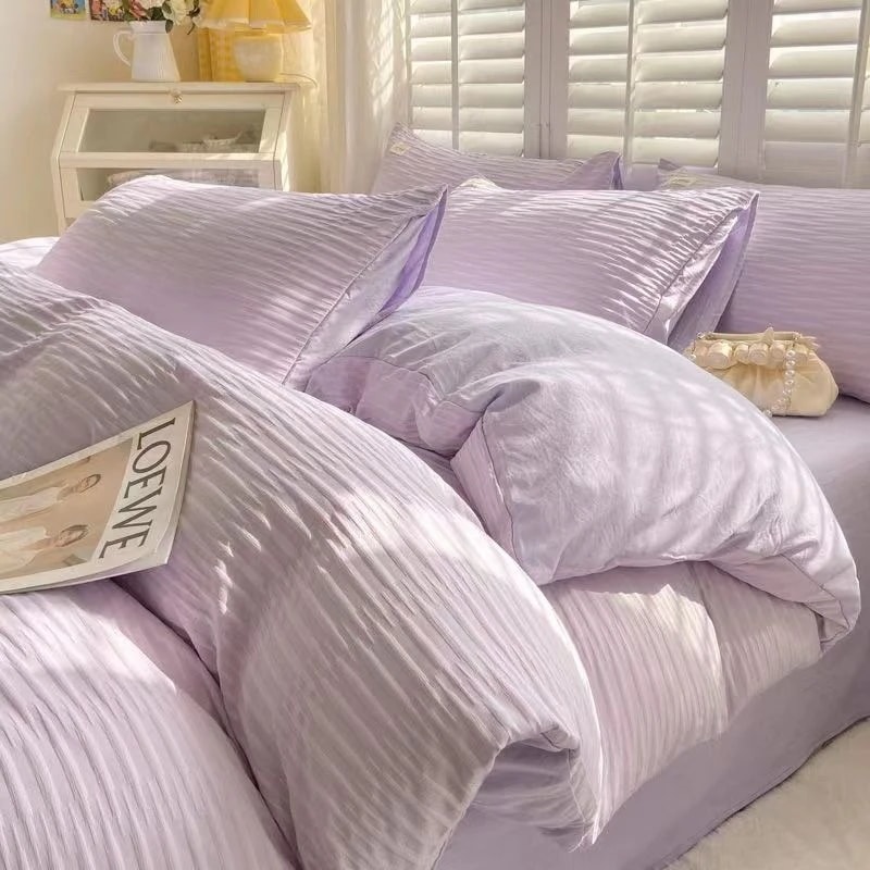 4点セット 柔軟性お肌に優しい寝具ベッドマットレス布団カバーシーツ敷パッドシーツ布団カバーピュアカラー 掛け布団カバー ダブル組み合わせベッド用シーツ