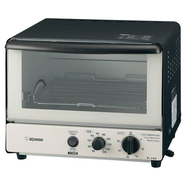 オーブントースター 2枚焼き 象印 こんがり倶楽部 外せる扉 1000W 温度調節80℃250℃ モノトーン
