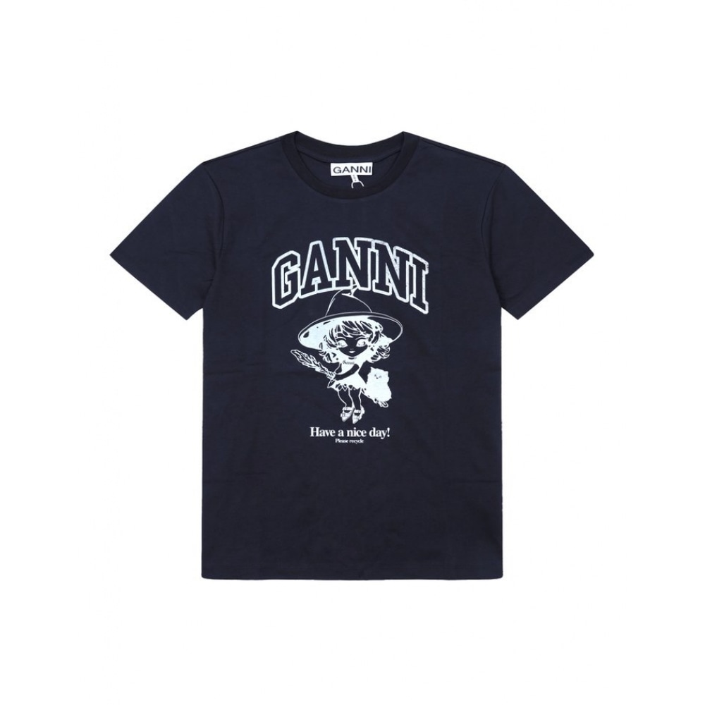 GANNI マッチロゴプリント女性半袖Tシャツ T4138 252