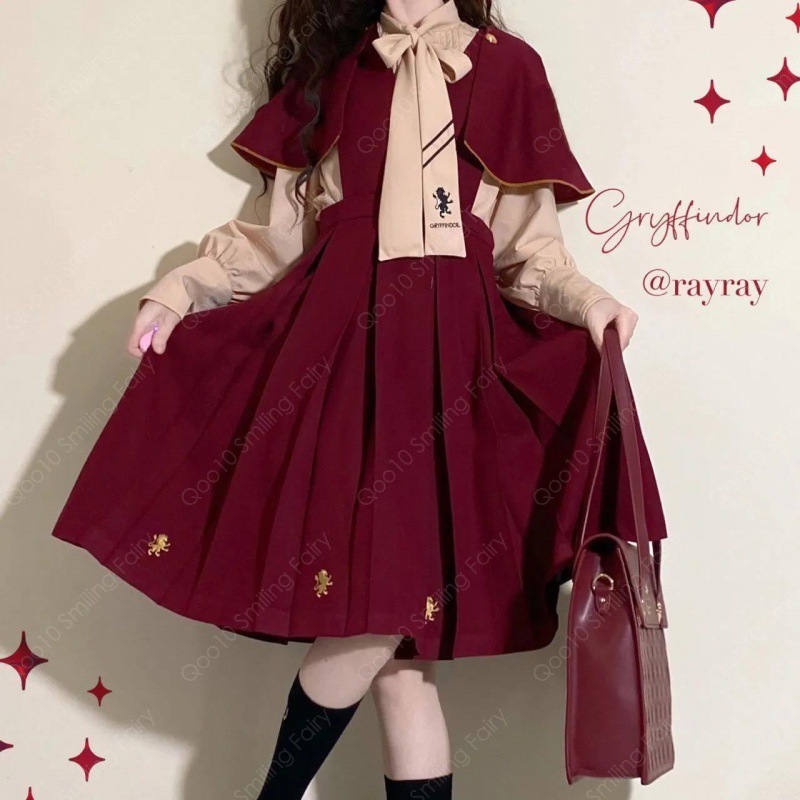 セット メイド服【マントストール+蝶ネクタイシャツ+サロペットワンピースの3点セット】 コスプレ大王 ロリータスーツ可愛い学生 ワンピース 二次元服大コード日常-10