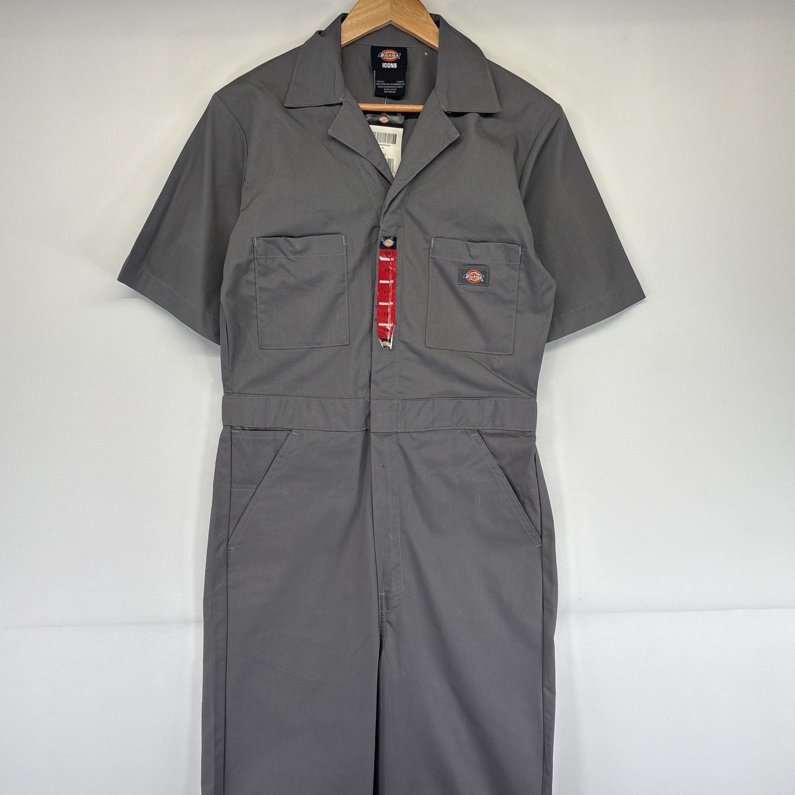 古着 半袖つなぎ デッドストック タグ付き オールインワン ワーク 作業着 ワンポイントロゴ SR グレー系 メンズ