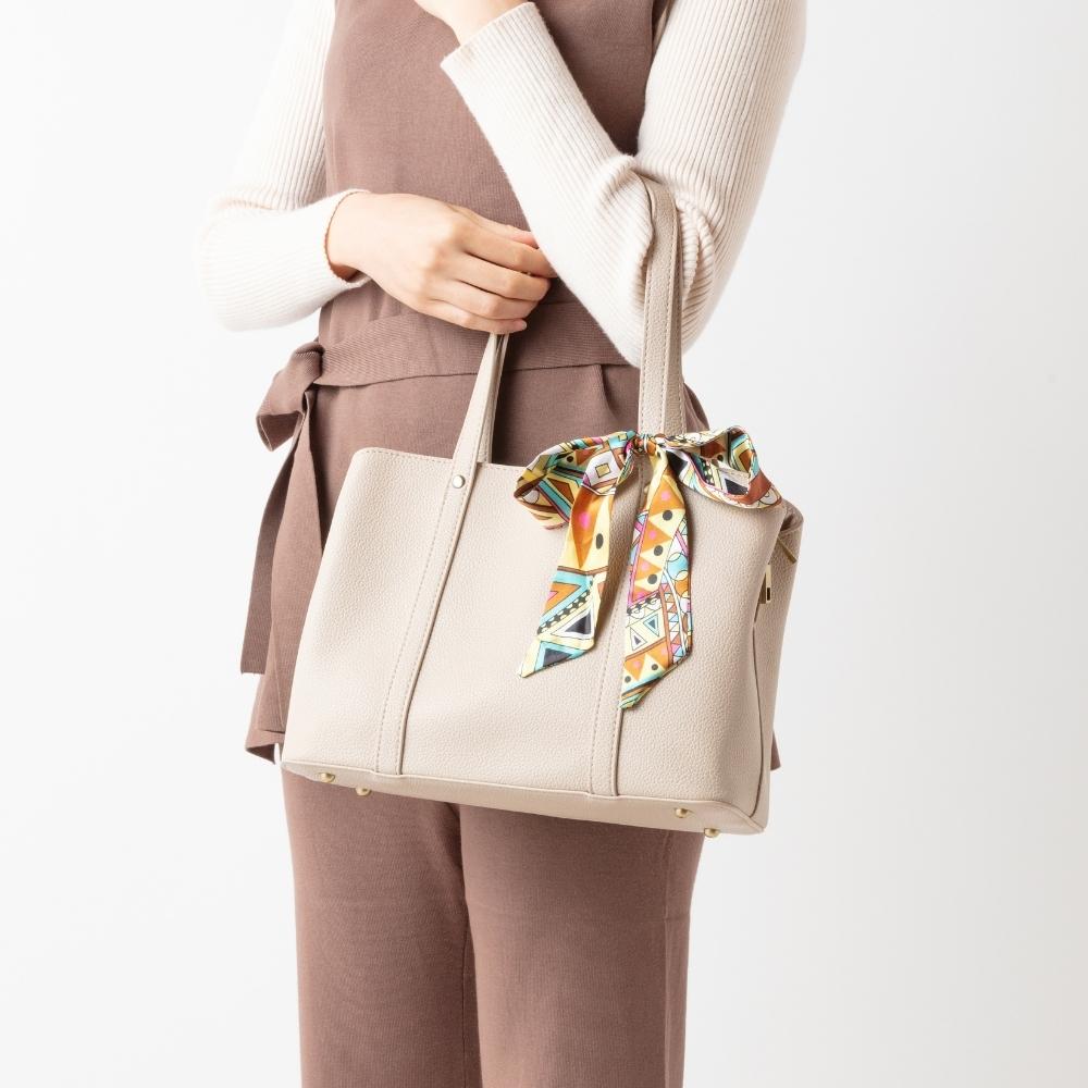 zucchero ズッケロ ハンドバッグ トートバッグ スカーフつき 肩掛け 通勤 通学 仕事用 合成皮革 フェイク