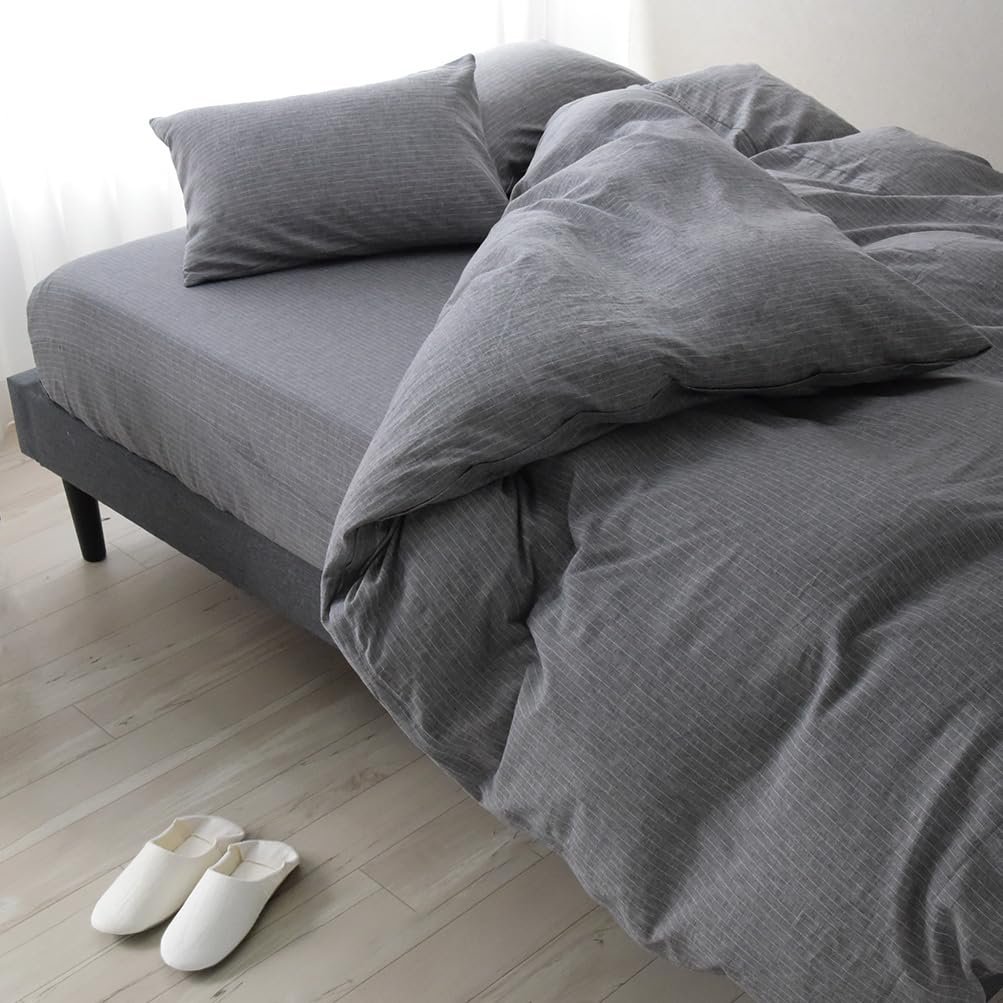 Sleep Tailor 日本製 リネン & コットン 掛け布団カバー シングル 麻 綿 布団カバー ストライプ 人気 スナップボタン 北欧 シーツ 掛けカバー 掛けふとんカバー 抗菌 防臭 消臭 レ