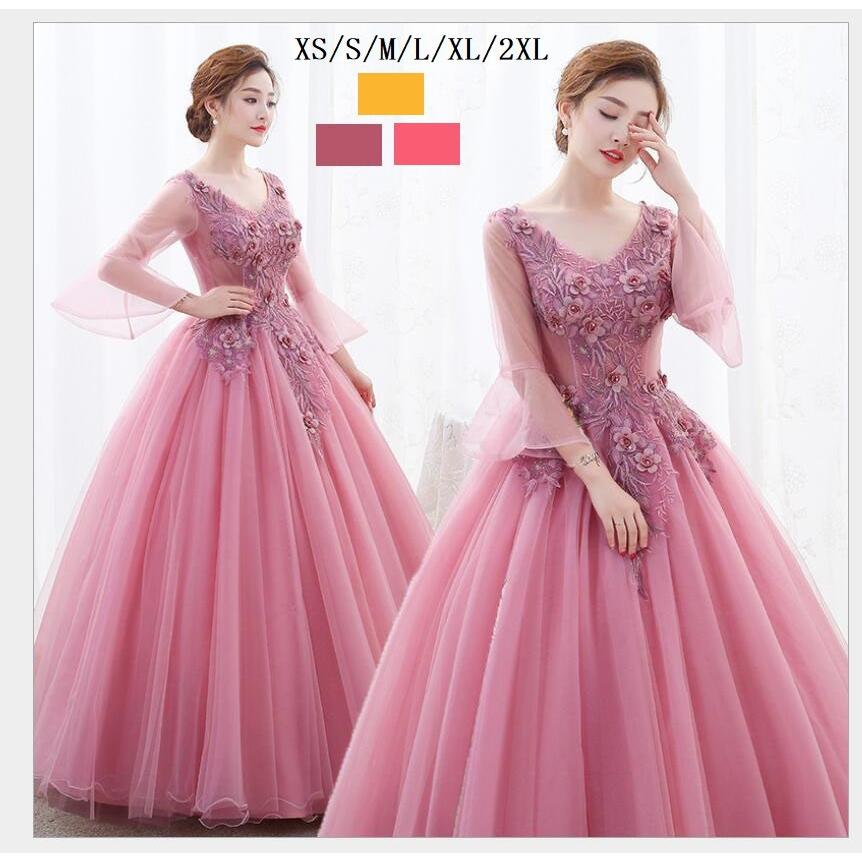 袖あり カラードレス ウェディングドレス パーティードレス ロングドレス プリンセスドレス 披露宴 結婚式 演奏会 ステージ衣装 二次会-582