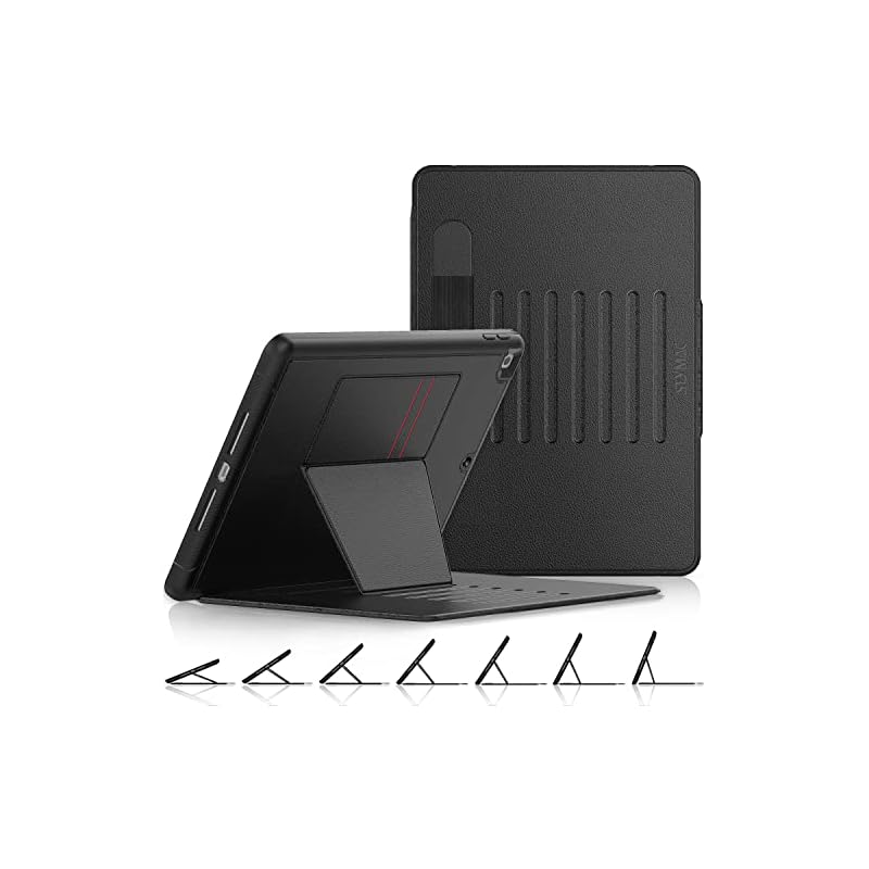 SEYMAC stock ケース iPad 9/8/7世代(2021/2020/2019) 10.2インチ ケース 耐衝撃 多角度横置き調節 オートスリープ ペン収納 カード収納 強磁力全面保護カバー
