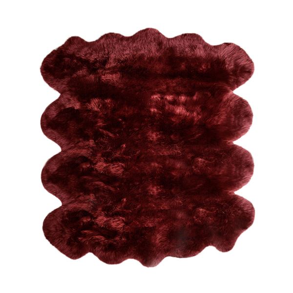ムートンラグ 約170x160cm 8匹サイズ ワイン