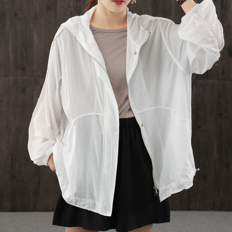 アウター ジャンパー 上着 薄め ラッシュガード ゆったり ジャケット カジュアルコーデ 袖あり 長袖 フード付き ジッパー 大人可愛い シンプル 大人 おしゃれ お洒落 かっこいい 大人女子 ラフ