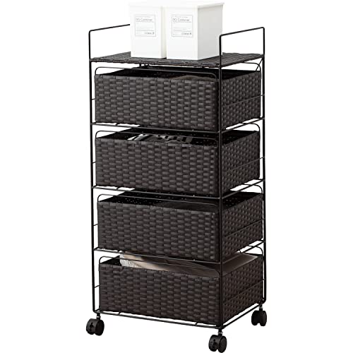 萩原(Hagihara) ランドリー ラック 4段 幅40 ワゴン 棚 ボックスタイプ 通気性 大容収納用品