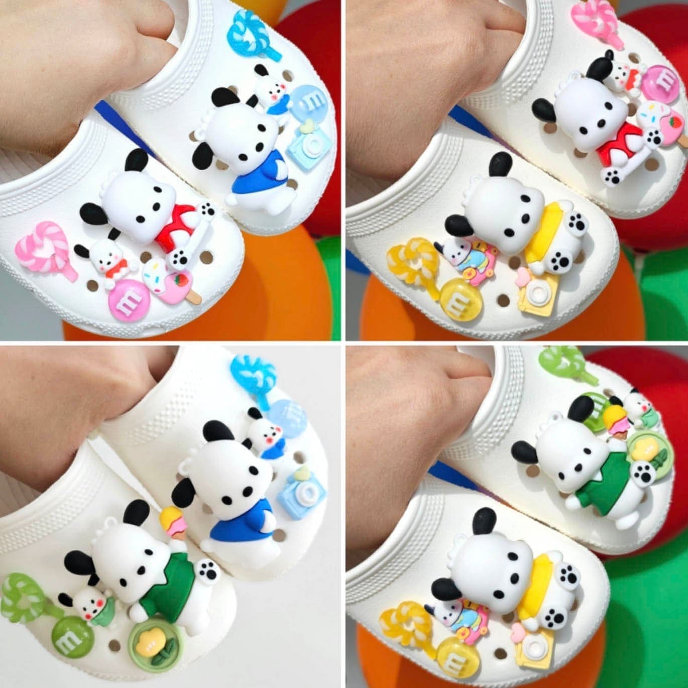 【メガ割】かわいい子犬 ポチャッコ ジビッツ ジビッツ セット 靴飾り 6pcs