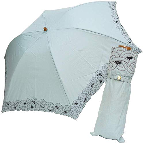 [ヌーヴェルジャポネ] Nouvel Japonais 日傘 折りたたみ傘 晴雨兼用 軽量 UVカット 紫外線対策 オーガンジー バテンレース (ミントグレー)