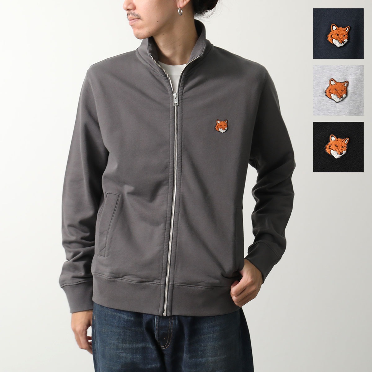 MAISON KITSUNE メゾンキツネ トレーナー PM02134 KM0340 メンズ ジップアップ スウェット フォックス刺繍パッチ カラー4色