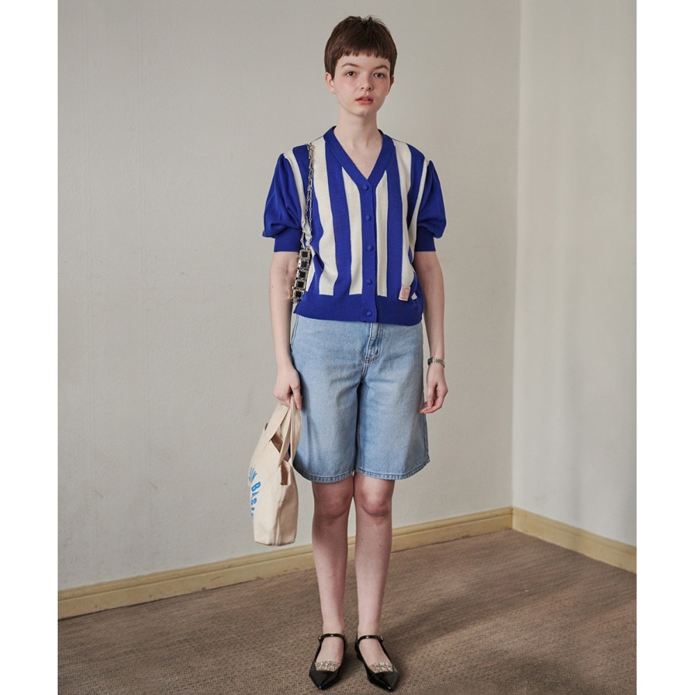 シヌーンストライプパフカーディガン