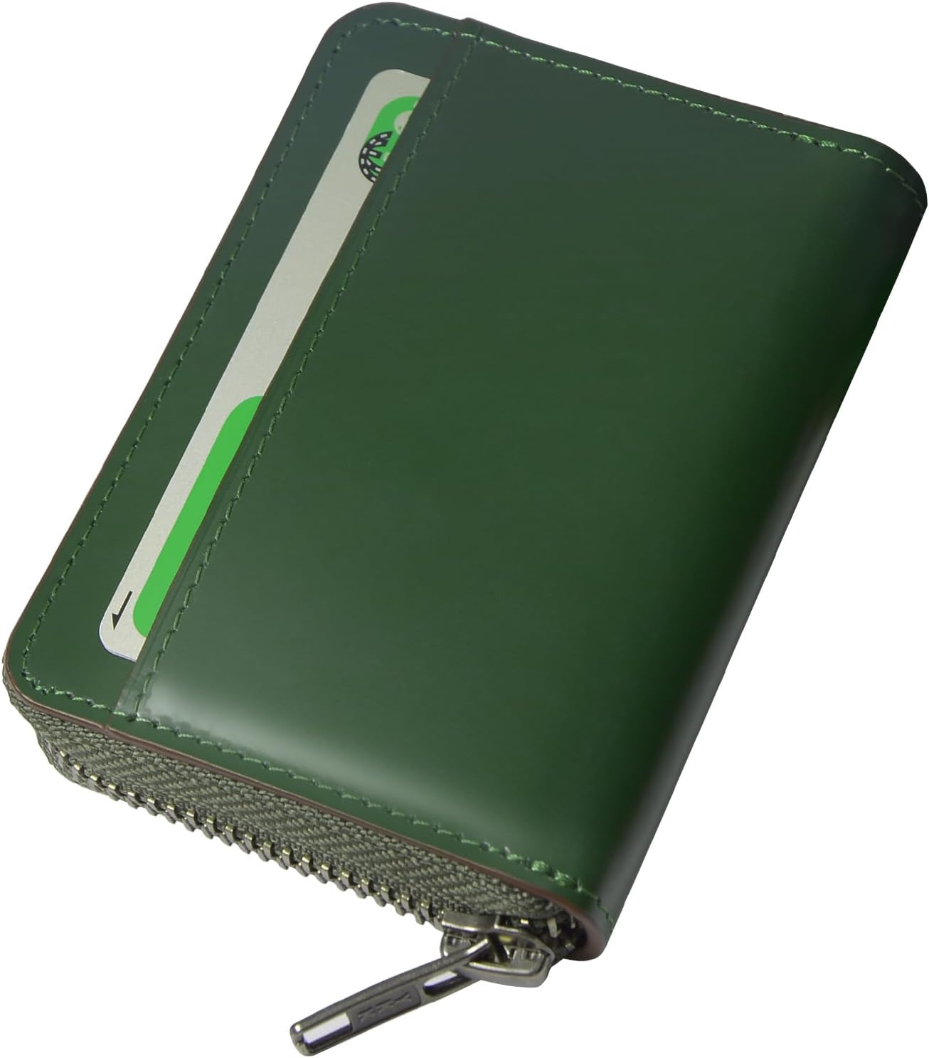 メンズ クレジットカードケース コインケース 栃木レザー 本革 スキミング防止 大容量 じゃばら レッド (グリーン)