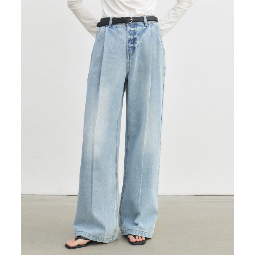 CITY BREEZE ワンタックワイドドミンゴデニムパンツ_ライトインディゴ