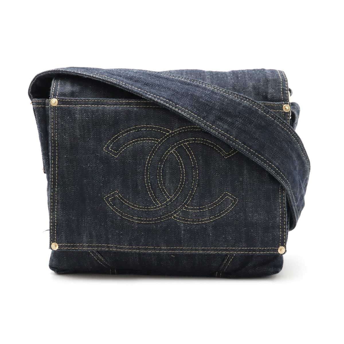 スパークリングデニム ココマーク ショルダーバッグ メッセンジャーバッグ インディゴブルー ゴールド金具 A3198 548,000円