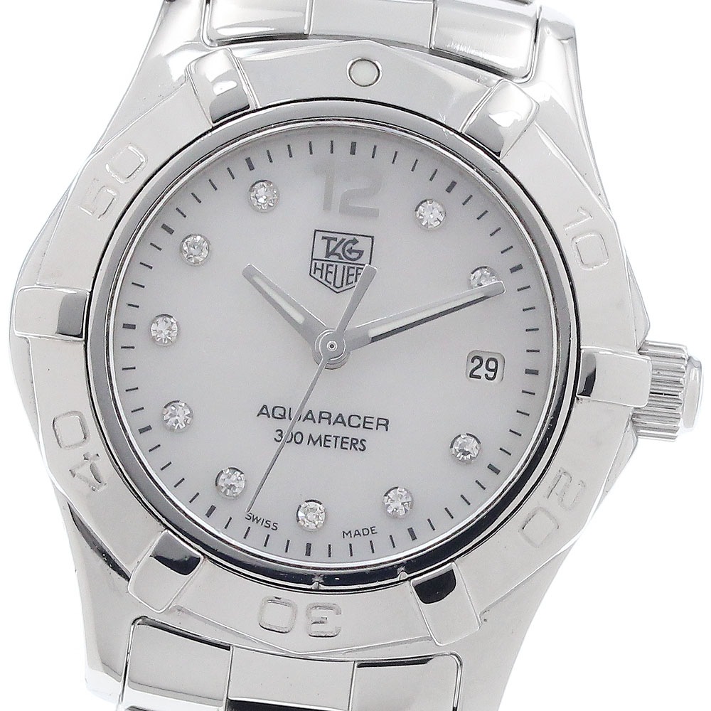 タグホイヤー TAG HEUER WAF1415 アクアレーサー 10Pダイヤ クォーツ レディース 保証書付き_949129【中古】