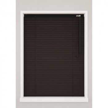 ウッドブラインド ポール右操作（50cm） 25mm幅 幅33cmx高さ138cm マットチョコレートブラウン