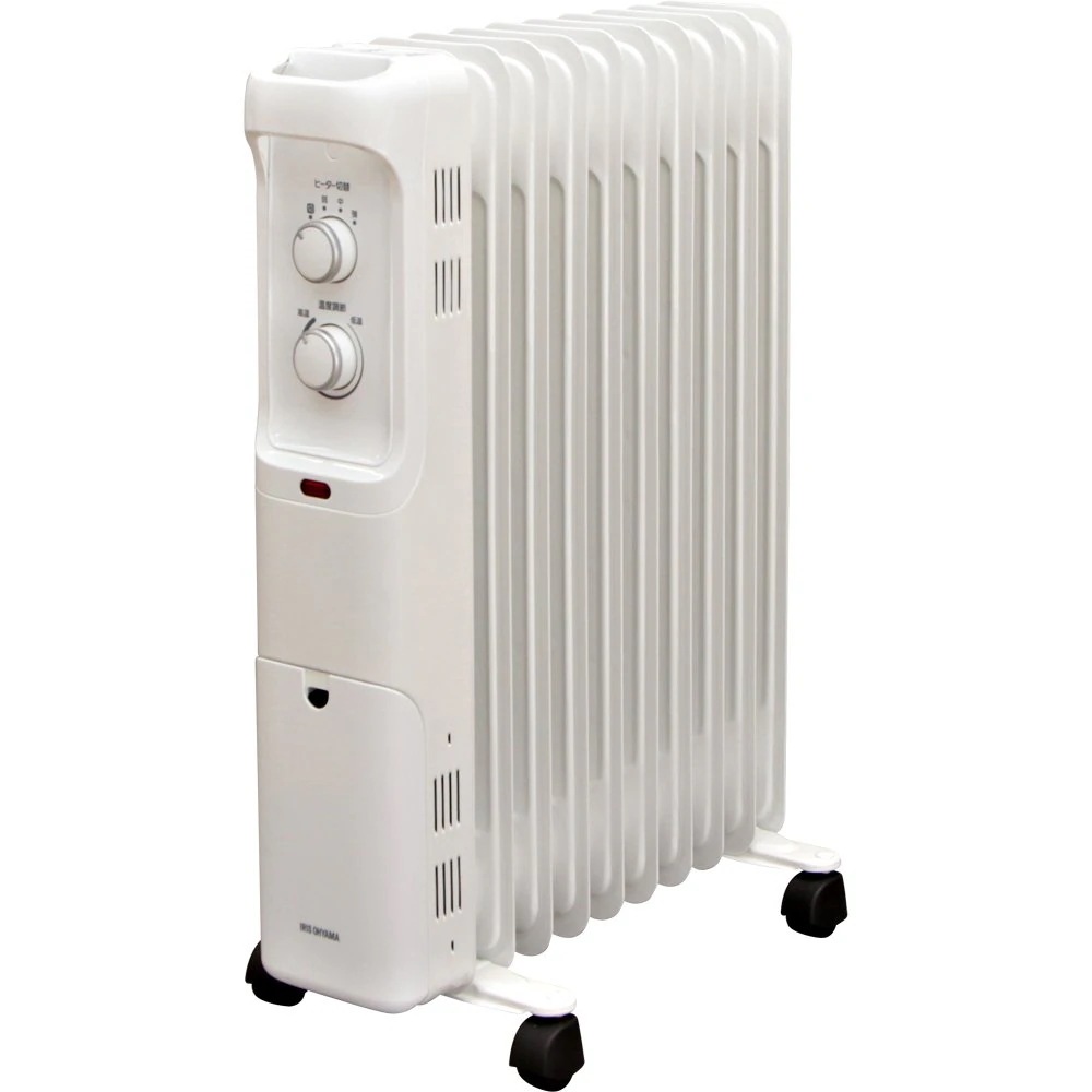 アイリスオーヤマ ヒーター オイルヒーター 8畳 ウェーブ型 500W/700W/1200W 小型 コンパクト 温度調節可能 メカ式 コード収納 キャスター付き 足元 省エネ 暖房 POH-1210K電気ファンヒーター