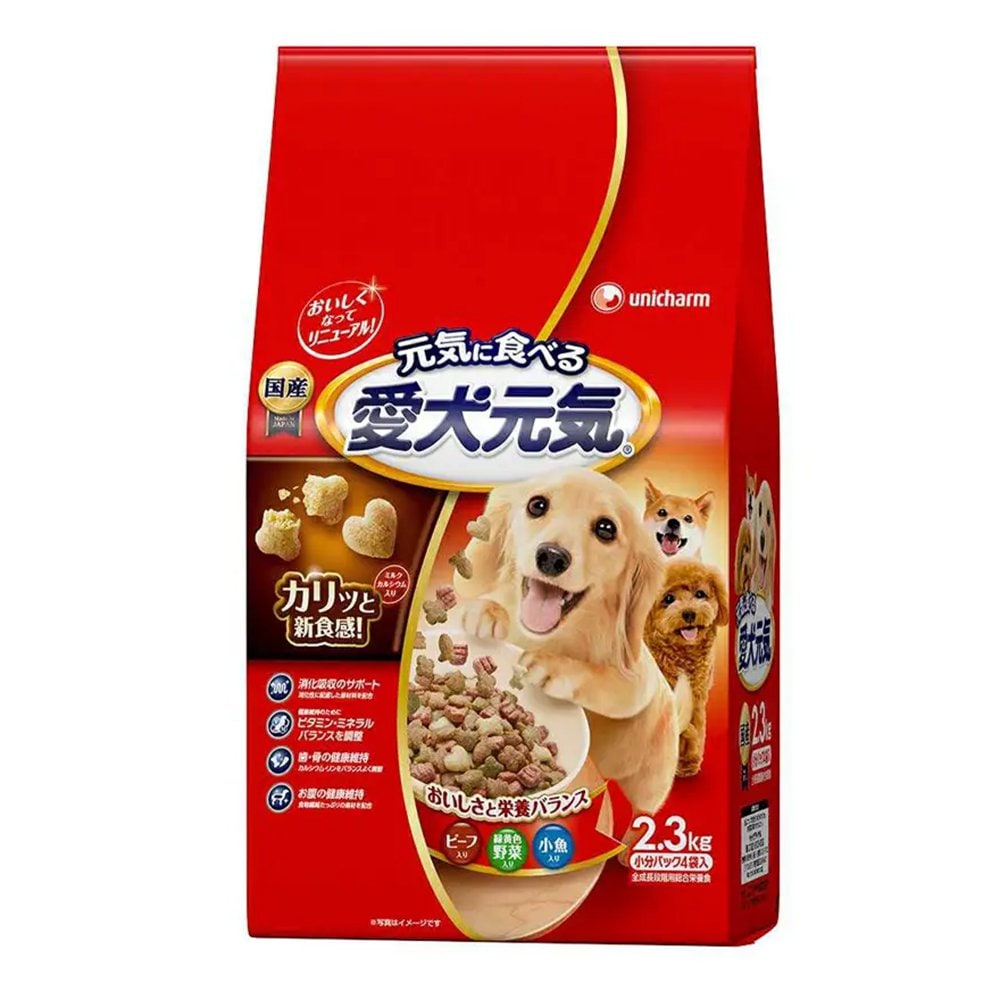 ドッグフード　ビーフ・緑黄色野菜・小魚入り　２．３ｋｇ（小分パック４袋入り）X４袋入り　国産　総合栄養食　ＣＲＣ45―05―45―10―00