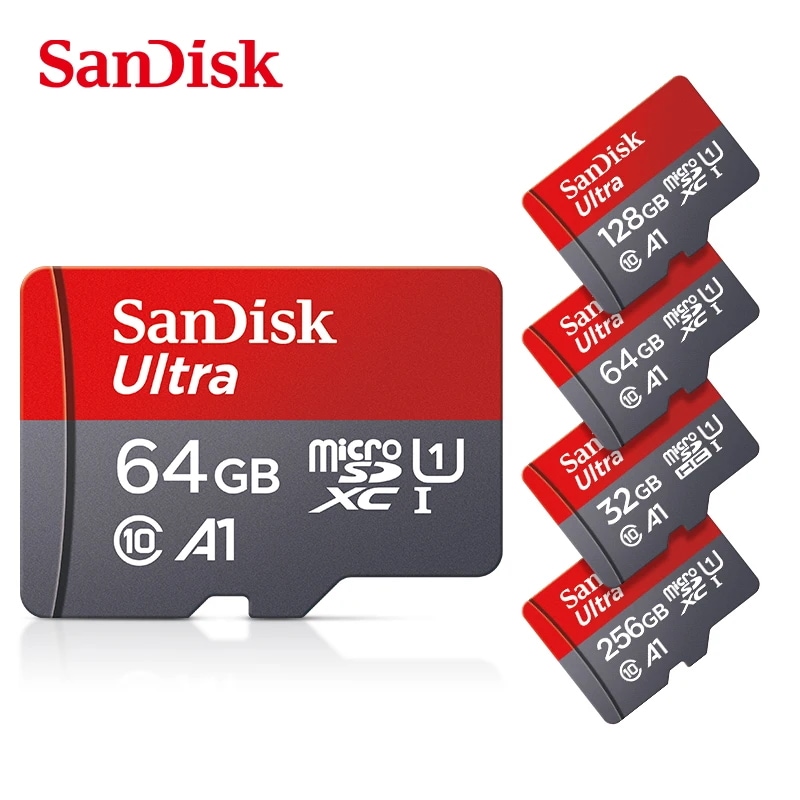 サンディスクSandisk-電話およびタブレット用のマイクロSDカード,超高速マイクロSDメモリーカード,送料無料,A1, 32GB, 64GB, 128GB, 256GB