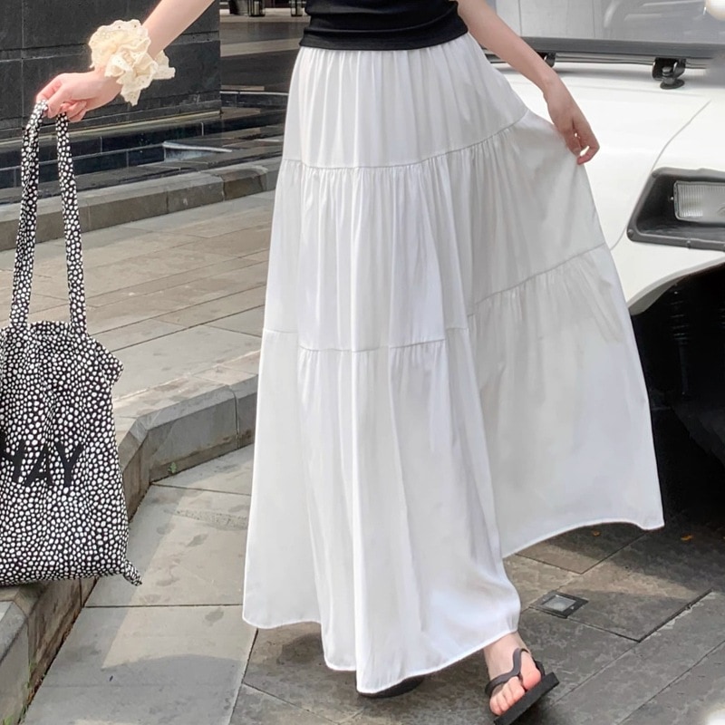 【1つ買うと10つ無料】大サイズの白いスカート女性の ラインスカートミッドレングス傘スカート秋の小さなフックケーキスカート 41,167円