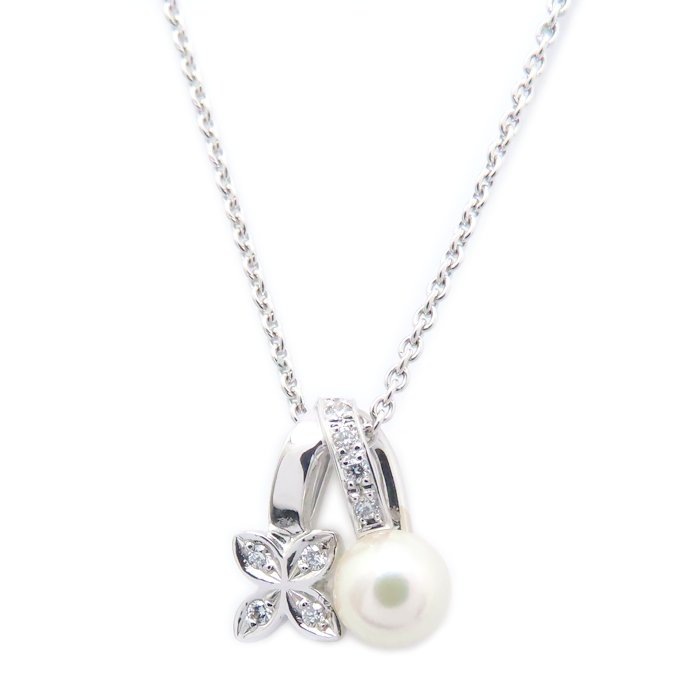 ネックレス パール5.6ミリ ダイヤモンド K18WG ホワイトゴールド レディース/295055【中古】