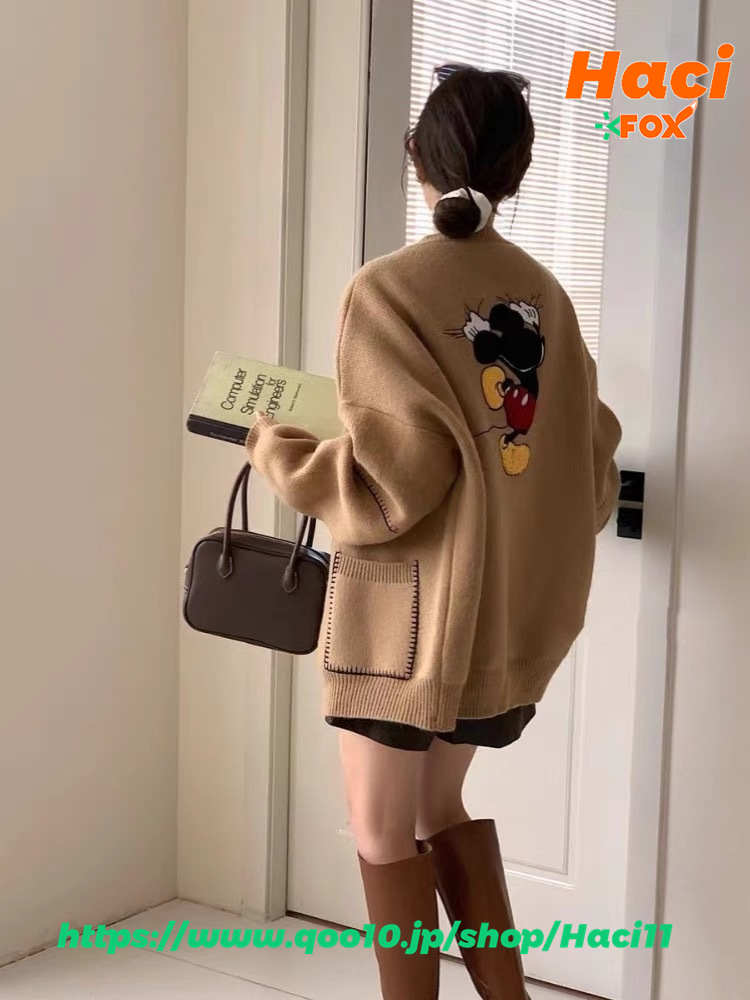 漫画の刺繍ミッキーのジャンパージャケットの女性の新しい怠惰な風緩いカジュアルな野球のユニフォームのカーディガンの秋のヨーロッパ商品の大きいバージョン30パーセント割引