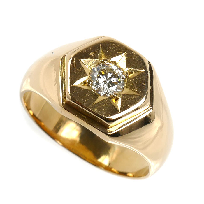 K18YG イエローゴールド リング・指輪 ダイヤモンド0.40ct 20号 12.4g メンズ 中古