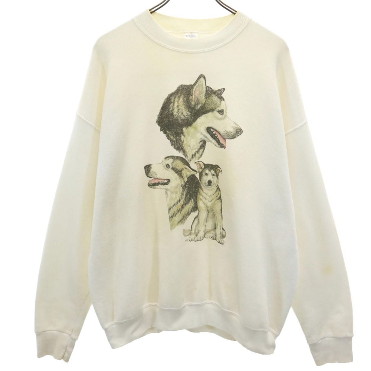 90s オールド 長袖 トレーナー XL ホワイト スウェット 裏起毛 メンズ