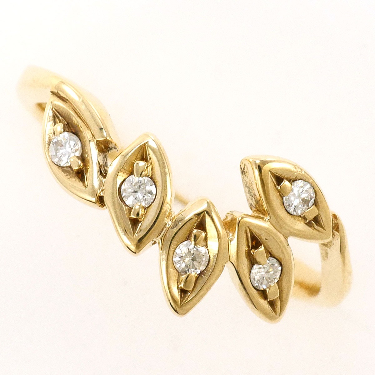 K9 9金 YG イエローゴールド リング・指輪 6.5号 ダイヤモンド 0.08ct 総重量約1.3g 中古