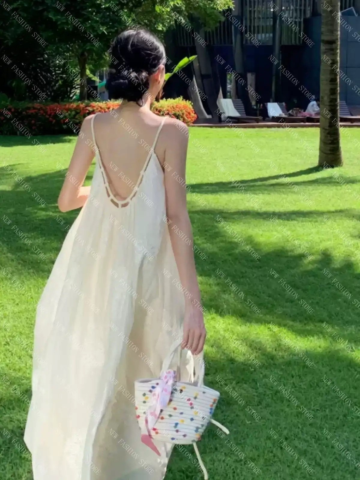 スパゲッティスカート洗練されたデザイン感リゾート風リラックス感海辺ゆったりワンピース-63