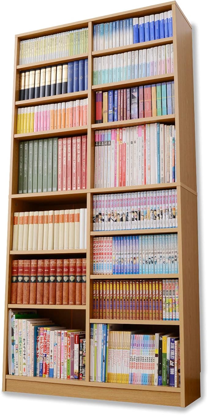 オープンラック 8 段本棚 幅 90.5× 奥行 29× 高さ 184cm 耐荷重 90kg 可動棚 リビング収納用 ライトブラウン