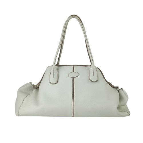 トートバッグ Dバッグ - アイボリー系 レザー レディース シルバー金具【本物保証】