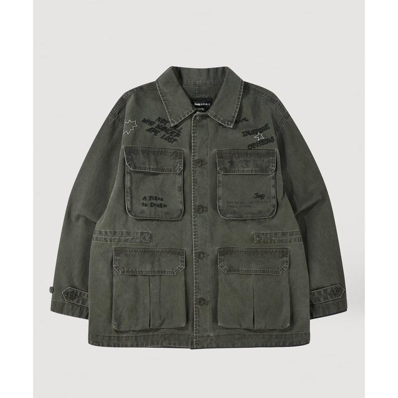 JR1JKF001 カーキ 女性用グラフィティチェーン刺繍フィールドジャケット_SC