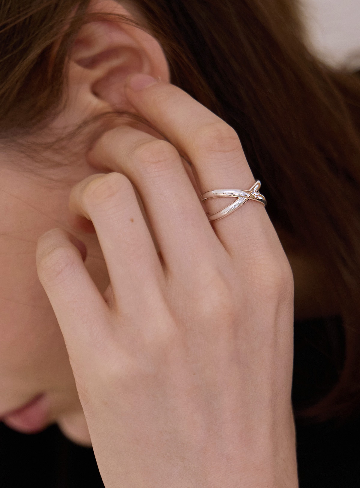 【メガ割 最大30％OFF】925シルバーフリン クロスオープンリング洗練されたミニマルデザインのアクセサリー