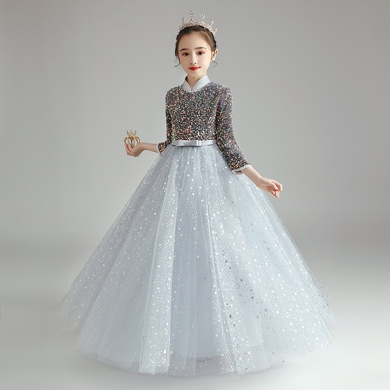 【2枚購入で 3oo円OFF】女の子ホストファッショナブルなドレス子供ピアノパフォーマンスコスムフラワーガールプリンセススカートショー秋