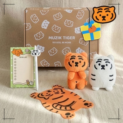 MUZIK TIGER 公式取扱店 オフィスギフトセット(モニターマスコット+ストレスボール+マウスパッド+ペン+メモ)