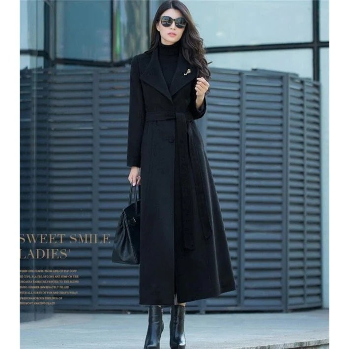 トレンチコート レディース チェスター ロングジャケット ウール 秋 春 千鳥柄 スリム カジュア