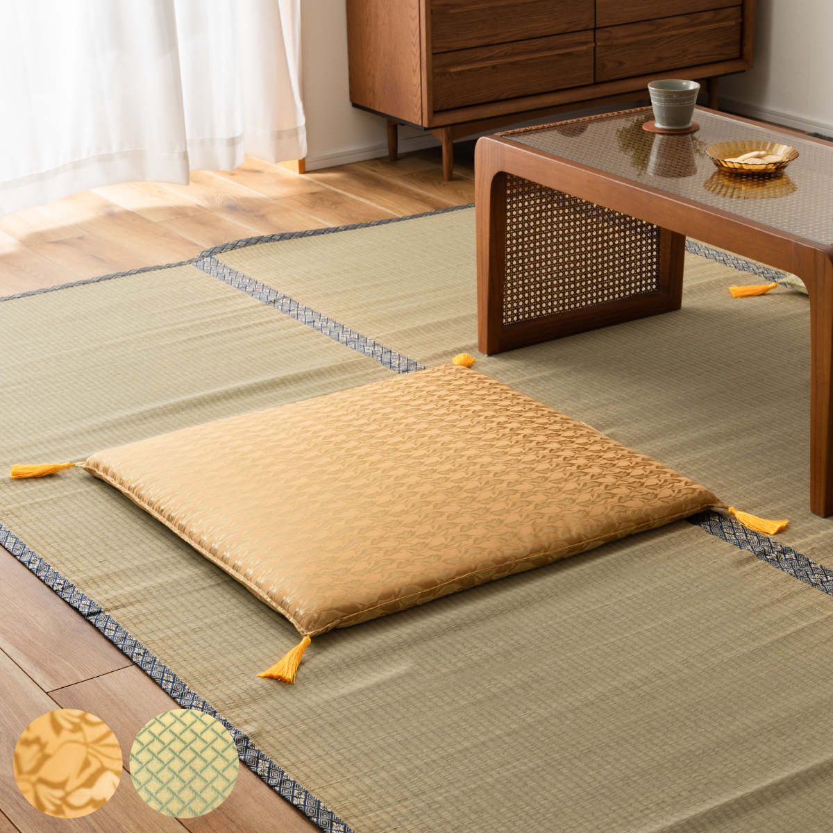 座布団 大判サイズ 幅70x奥行70x高さ7cm 撥水加工 お手入れ 簡単 軽量 薄型 来客用 和室 料亭 旅館 薄い スリム 仏前 仏壇用 法要 法事 仏事