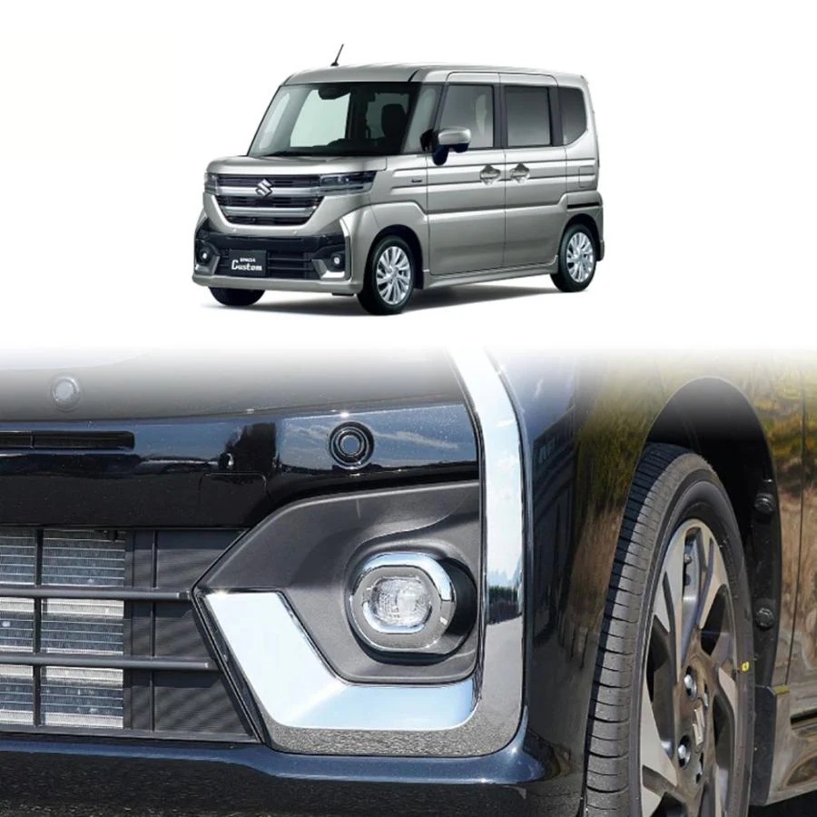 新型 スズキ スペーシア カスタム Spacia Custom MK54S MK94S フロントバンパーガーニッシュ パーツ アクセサリー ドレスアップ フォグランプトリム