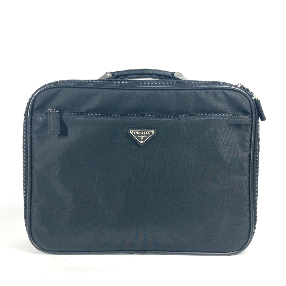 ハンドバッグ トライアングルロゴ 三角ロゴ プレート カバン 書類バッグ ブリーフケース ナイロン ブラック