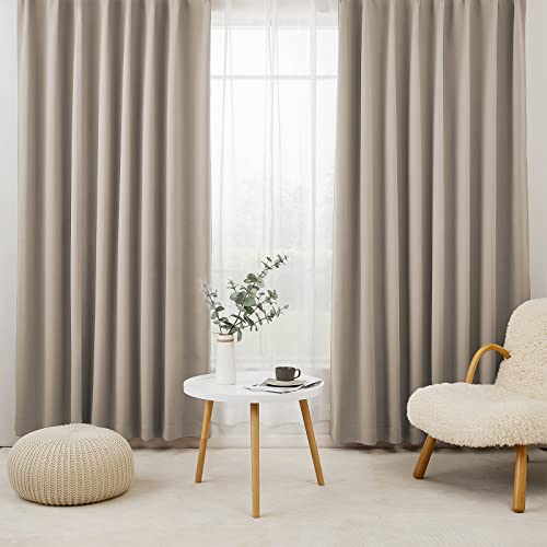 Hansleep カーテン 1級遮光 4枚セット 幅100cm丈200cm カーキ 断熱 防寒 防音 省エネ 厚手 無地 おしゃれ 洗える リビング用 (カーテン2枚レース2枚) 5,188円