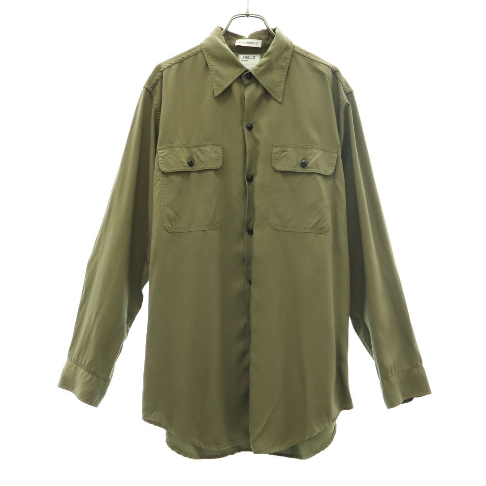 マディソンブルー 長袖 シャツ M グリーン MADISON BLUE ボタンフラップポケット レディースシャツ・ブラウス
